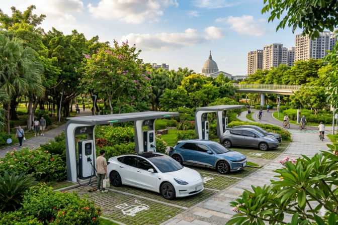 台南市積極推動電動車充電樁建設，提升永續城市環境
