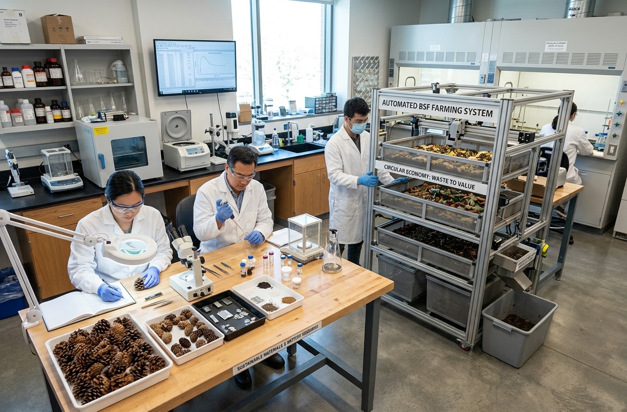 校園松果啟發 清華團隊廢木做電池負極 中興大學AI養黑水虻 – 環境資訊中心